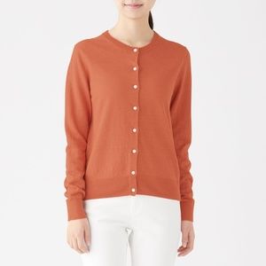 Muji Orange French Linen Cardigan